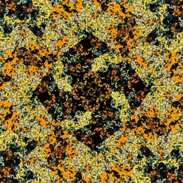 Αφηρημένη συμμετρική yellow εξάγωνο fractal μωσαϊκό — Φωτογραφία Αρχείου