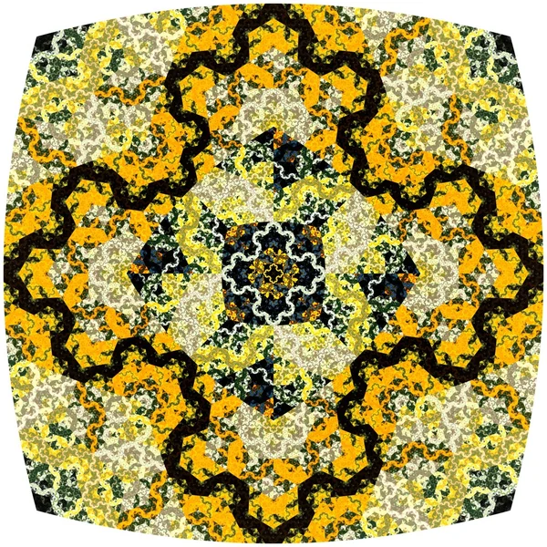 Αφηρημένη συμμετρική yellow εξάγωνο fractal μωσαϊκό — Φωτογραφία Αρχείου