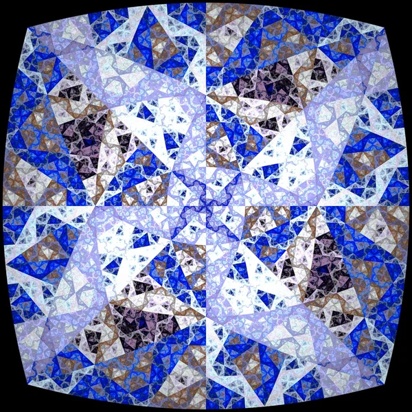 Abstract symmetrical blue hexagon fractal  mosaic — Stock Photo, Image