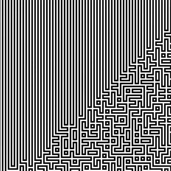 Fraktale schwarze Linie durchschneidet abstraktes Labyrinth — Stockfoto