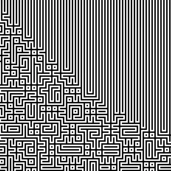 Fraktal svart linje korsande abstrakt labyrint labyrint — Stockfoto