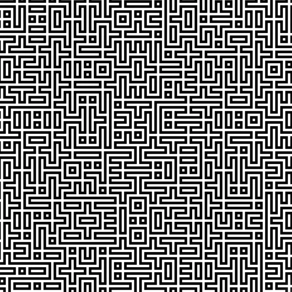 Fractal black line intersecting abstract maze labyrinth — Stock Photo, Image