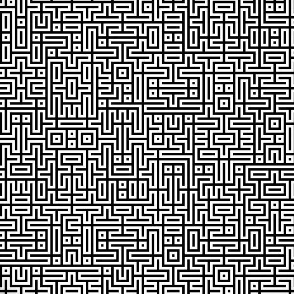 Fractal black line intersecting abstract maze labyrinth — Stock Photo, Image