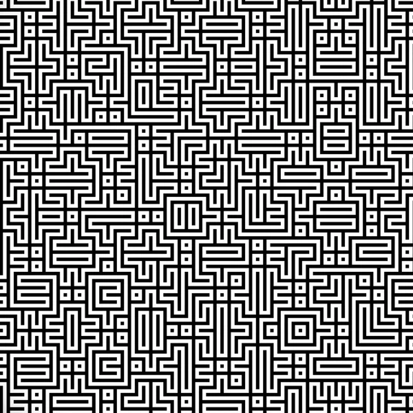 Linea nera frattale che interseca labirinto astratto — Foto Stock