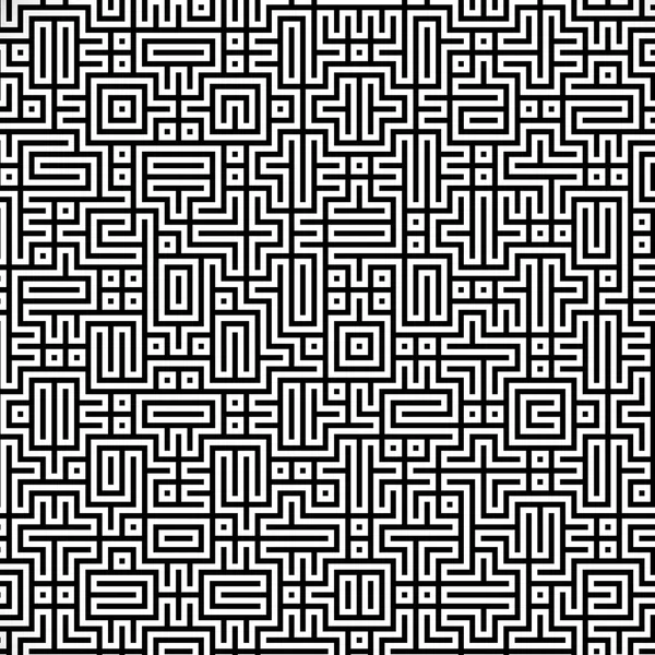 Fractal black line intersecting abstract maze labyrinth — Stock Photo, Image