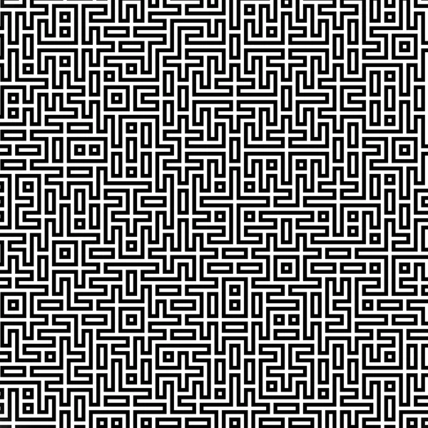 Fraktal svart linje korsande abstrakt labyrint labyrint — Stockfoto