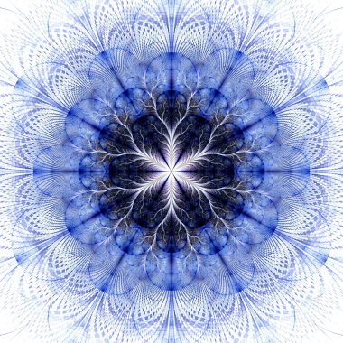 Simetrik fraktal çiçek mavi, dijital sanat yaratıcı grafik için 