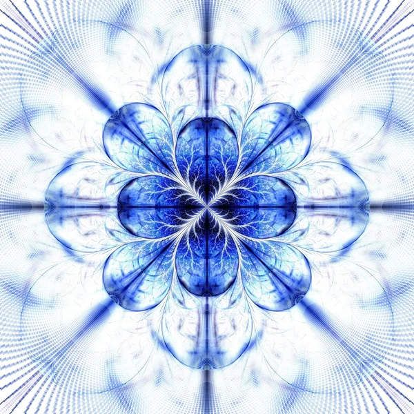 Symmetrische fractal bloem blauw, digitale illustraties voor creatieve afbeelding — Stockfoto
