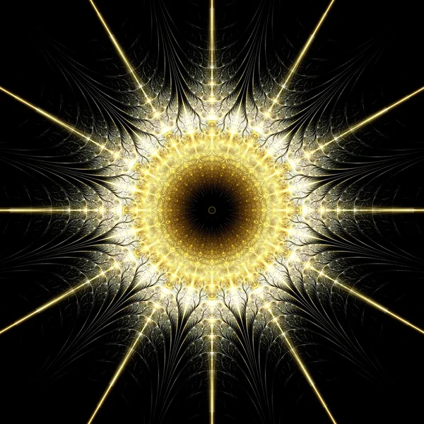 Συμμετρική fractal χρυσό λουλούδι, ψηφιακά έργα τέχνης για δημιουργική γραφικό — Φωτογραφία Αρχείου
