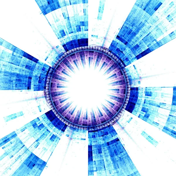 Computer generated illustration rendered fractal solar blue — Stock Photo, Image