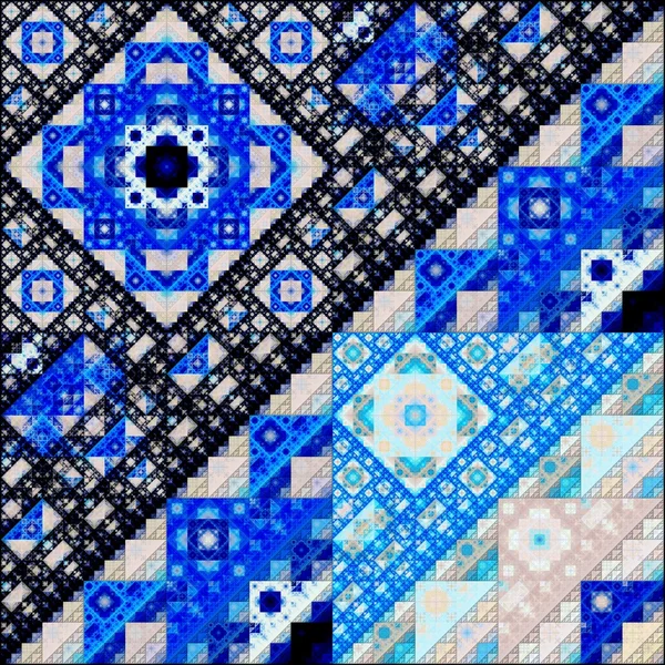 Абстрактний симетричний фрактальний квадратний барвистий візерунок — стокове фото