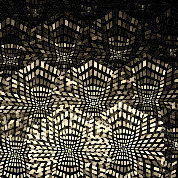 Abstraktní fraktální zlata čtvercovými obrazovými body mozaika ilustrace — Stock fotografie