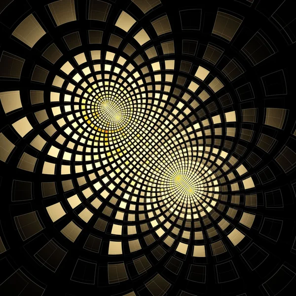 抽象的なフラクタル金正方形のピクセル モザイク図 — ストック写真