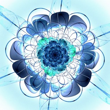 koyu mavi fraktal çiçek deseni