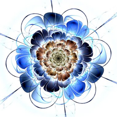 koyu mavi fraktal çiçek deseni