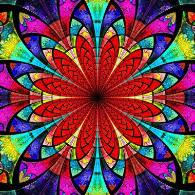 Koyu renkli fraktal çiçek, dijital sanat