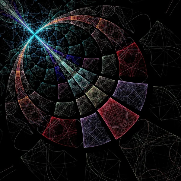 Fleur fractale colorée foncée, illustration numérique — Photo