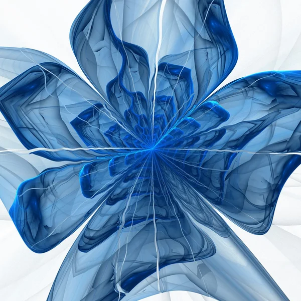 Symmetrische Blauwe fractal bloem, digitale kunst — Stockfoto