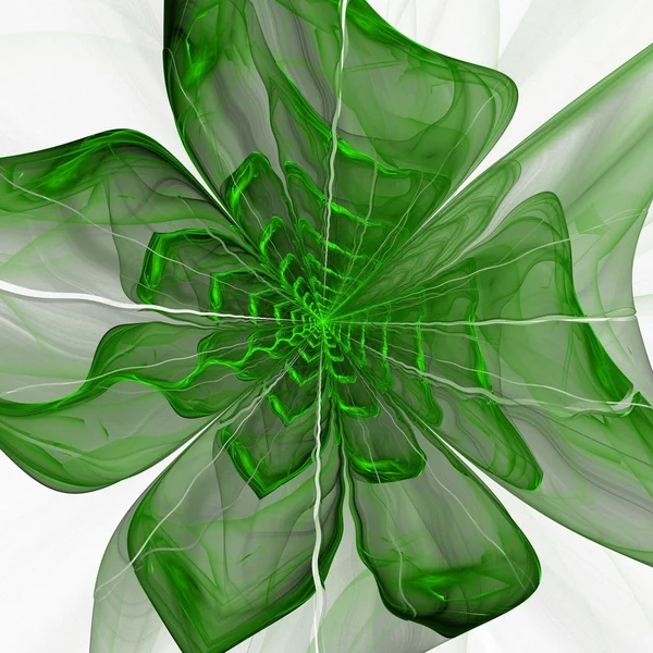 Flor fractal verde simétrica, obra de arte digital — Foto de Stock