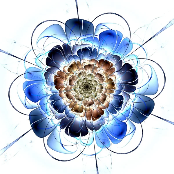 koyu mavi fraktal çiçek deseni