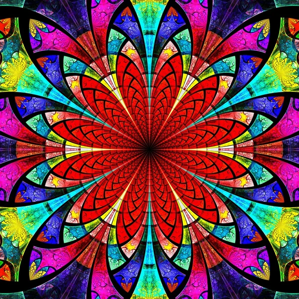 Flor fractal de color oscuro, obra de arte digital —  Fotos de Stock