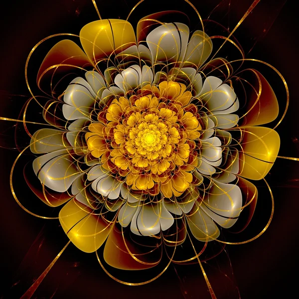 Tmavě zlatý fraktální květinový vzor — Stock fotografie