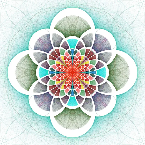 Donkere kleurrijke fractal bloem, digitale kunst — Stockfoto