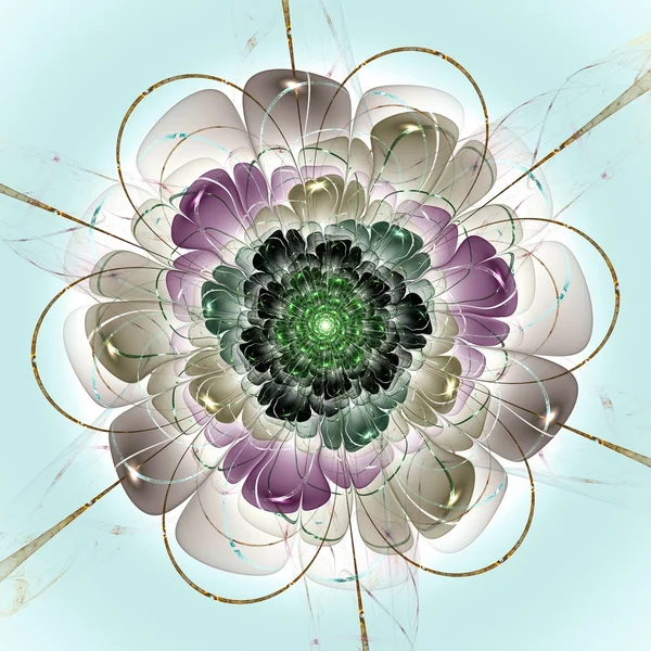 Dark blue fractal flower pattern — Stock Photo, Image
