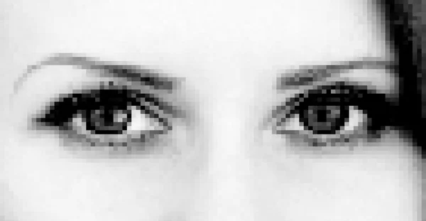 Realistic pixel woman eyes