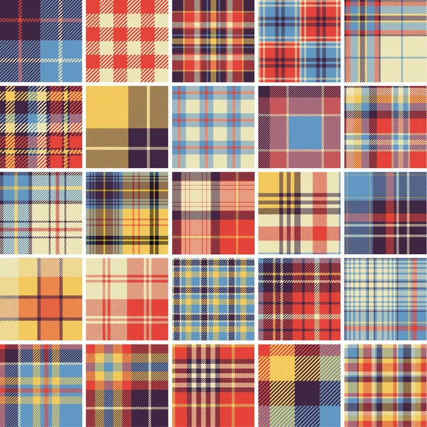 Big set of seamless tartan patterns — Stock Vector