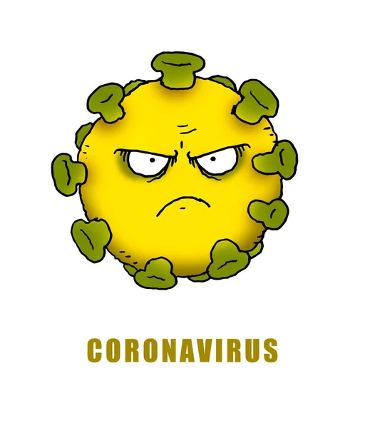 Barnens Illustration Karaktär Som Personifierar Coronavirus — Stockfoto