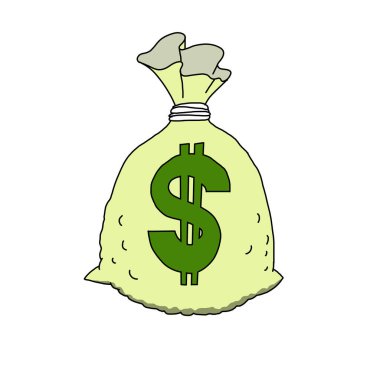 Dolar sembollü bir çanta dolusu bozuk para.