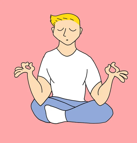 Illustration Young Man Meditation Posture Full Concentration — Stock Photo, Image