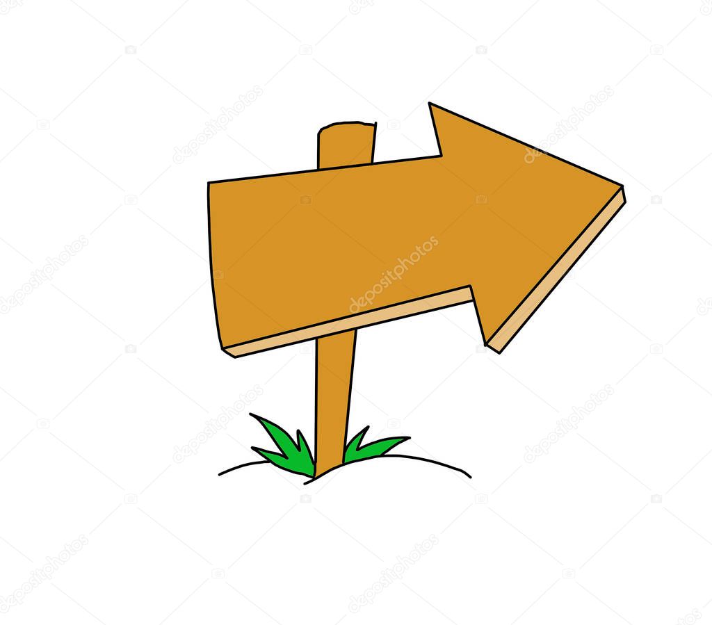 Illustration of a pole with a wooden arrow