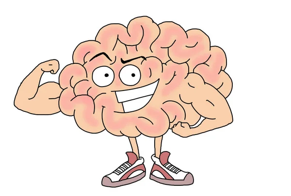 Ilustración Cerebro Con Zapatillas Brazos Musculares — Foto de Stock