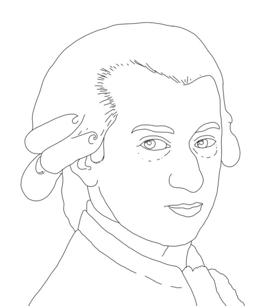 Realistic Illustration Austrian Composer Wolfgang Amadeus Mozart — Stock Photo, Image