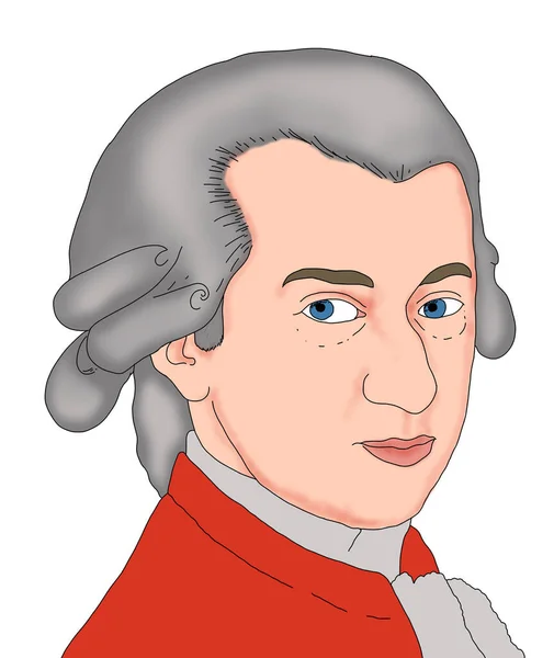 Realistic Illustration Austrian Composer Wolfgang Amadeus Mozart — Stock Photo, Image