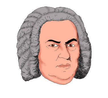 Besteci Johann Sebastian Bach 'ın gerçekçi çizimi