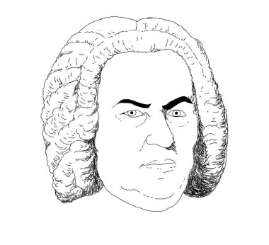 Realistic illustration of the composer Johann Sebastian Bach