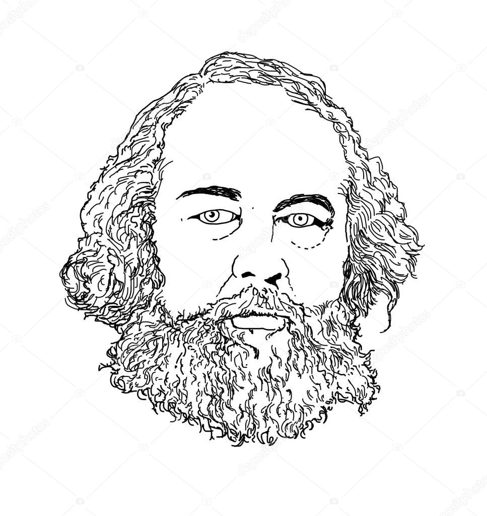 Realistic illustration of Russian anarchist philosopher Mikhail Bakunin