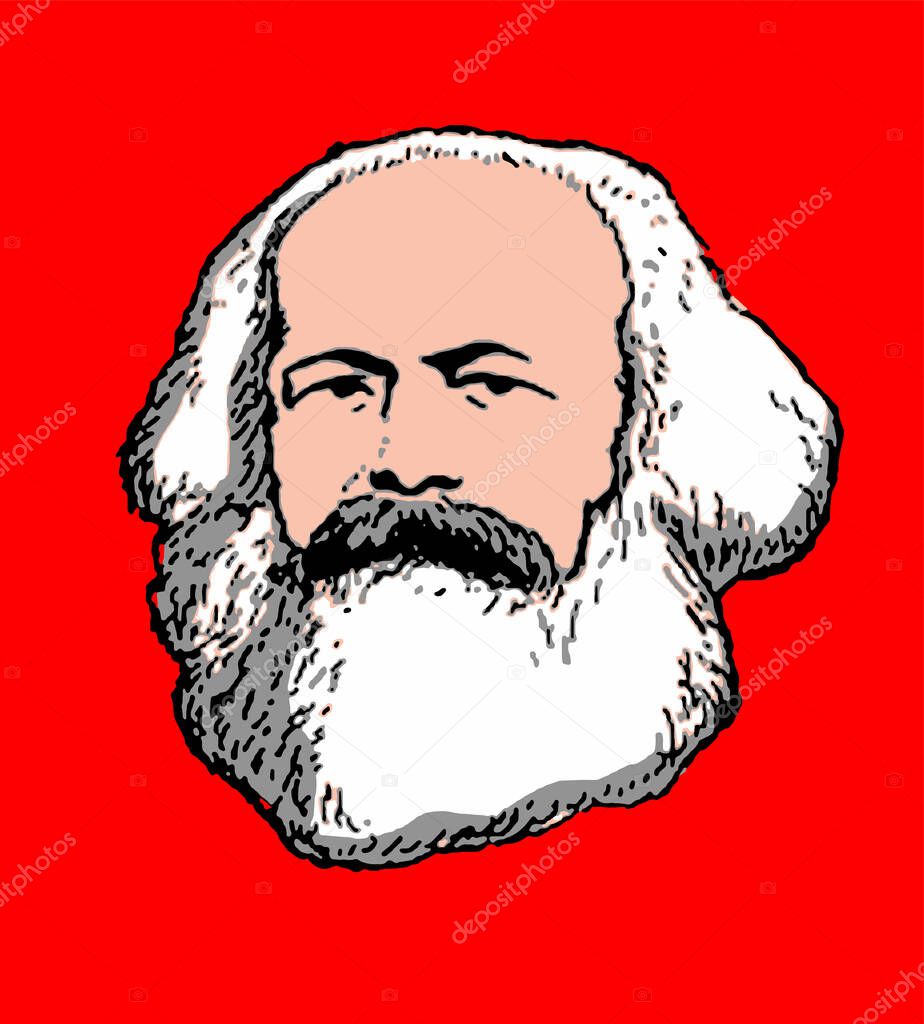 Realistic illustration of the German communist philosopher Karl Marx