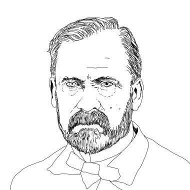 Bilim adamı Louis Pasteur 'ün gerçekçi çizimi