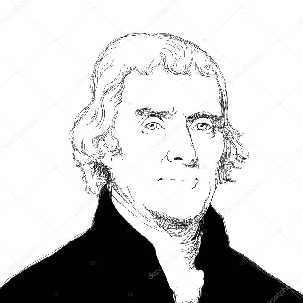 Illustration of US President Thomas Jefferson