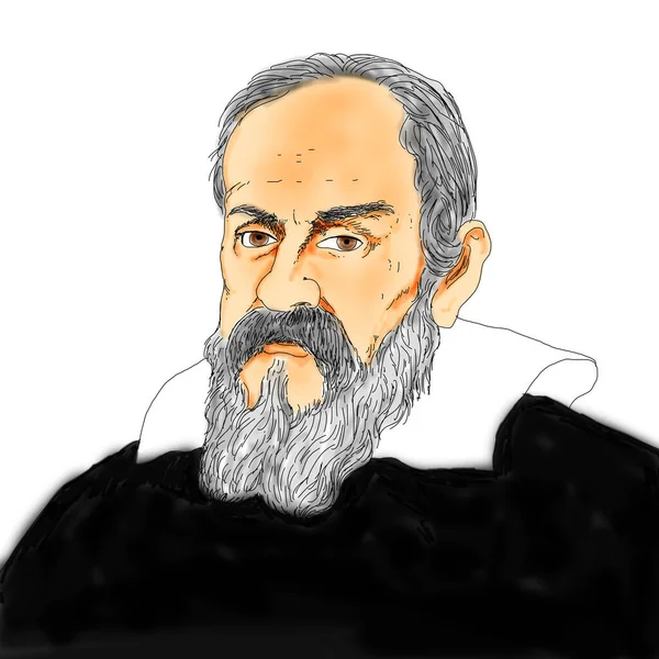 Realistická Ilustrace Italského Astronoma Galileo Galilei — Stock fotografie