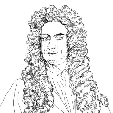 İngiliz bilim adamı Isaac Newton 'un gerçekçi çizimi