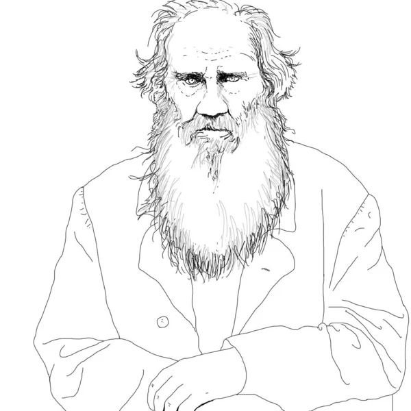 Realistische Illustratie Van Russische Schrijver Lev Tolstoi — Stockfoto