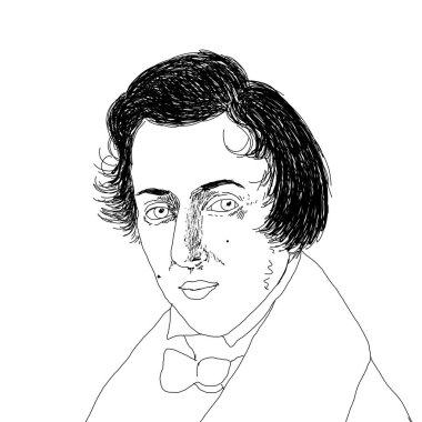 Polonyalı besteci Frederic Chopin 'in gerçekçi çizimi