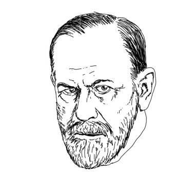 Avusturyalı psikanalist Sigmund Freud 'un gerçekçi çizimi