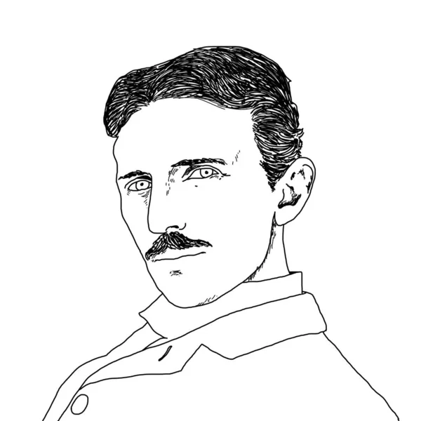 Realistische Darstellung Des Wissenschaftlers Nikola Tesla — Stockfoto
