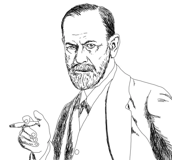 Illustrazione Realistica Dello Psicanalista Austriaco Sigmund Freud — Foto Stock